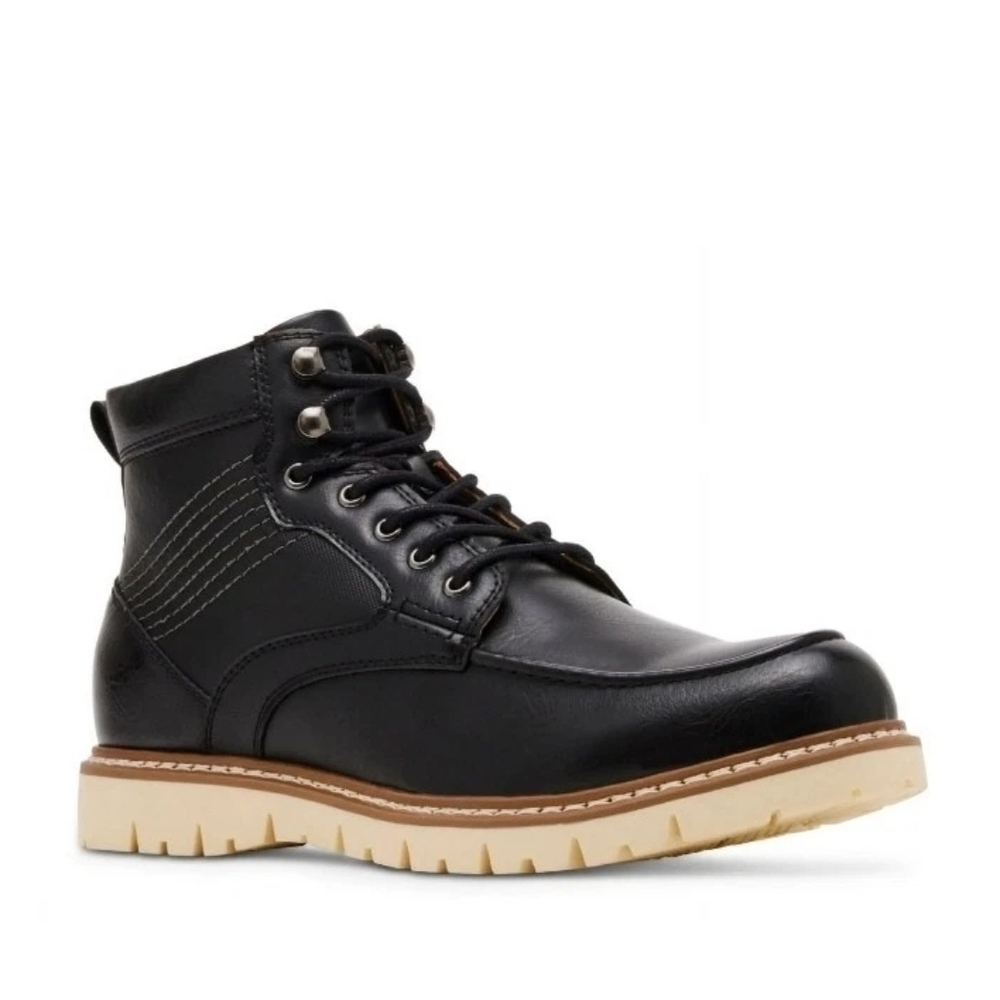 Steve Madden Black Leather Men's Boots with Tan Sole